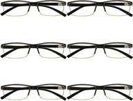 👓 black spring hinge rectangular half frame blue light blocking reading glasses for men - 6 pack readers logo