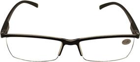 img 2 attached to 👓 Black Spring Hinge Rectangular Half Frame Blue Light Blocking Reading Glasses for Men - 6 Pack Readers