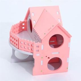 img 1 attached to 🏡 Hamiledyi Wooden Hamster House - Eco-Friendly Small Animal Hideout Hut with Double Deck Villa, Slide, and Exercise Toys - Ideal for Syria Hamster, Mouse, Rat, Gerbil