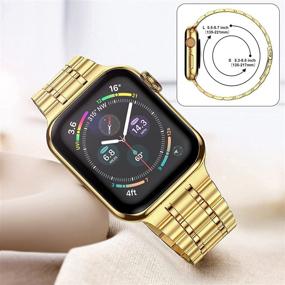 img 2 attached to Браслет Suplink Apple Watch 42мм 44мм для женщин и мужчин, из нержавеющей стали, для iWatch Series 6 5 4 3 2 1 SE (золотистый, 42/44мм)