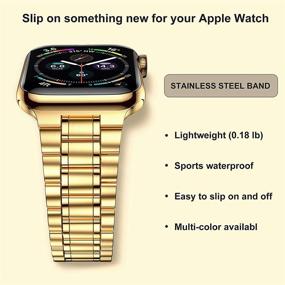 img 1 attached to Браслет Suplink Apple Watch 42мм 44мм для женщин и мужчин, из нержавеющей стали, для iWatch Series 6 5 4 3 2 1 SE (золотистый, 42/44мм)