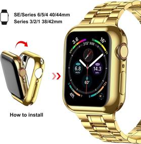 img 3 attached to Браслет Suplink Apple Watch 42мм 44мм для женщин и мужчин, из нержавеющей стали, для iWatch Series 6 5 4 3 2 1 SE (золотистый, 42/44мм)