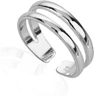 minimalist open band toe ring in 925 sterling silver with horizontal double twin lines, 5.5mm width logo