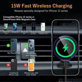 img 3 attached to 📱 HVDI Mag-Safe Car Wireless Charger Mount: 360° Rotation, 15W Fast Charging, iPhone 12 Compatible