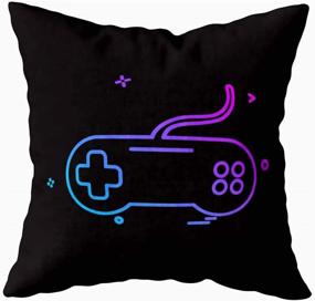 img 1 attached to 🎮 Set of 4 Shorping Pillow Covers 18X18 - Gamer Game Controller Throw Pillow Covers with Logo Game Design, Old Retro Vintage Monochrome Style Sign - Perfect Xmas Gifts for Sofa, Bedroom, Car, and Home Décor