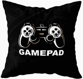 img 2 attached to 🎮 Set of 4 Shorping Pillow Covers 18X18 - Gamer Game Controller Throw Pillow Covers with Logo Game Design, Old Retro Vintage Monochrome Style Sign - Perfect Xmas Gifts for Sofa, Bedroom, Car, and Home Décor