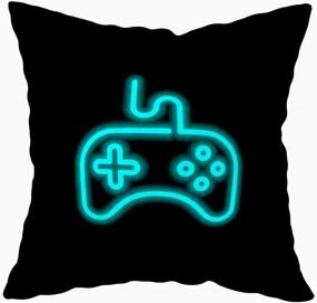 img 3 attached to 🎮 Set of 4 Shorping Pillow Covers 18X18 - Gamer Game Controller Throw Pillow Covers with Logo Game Design, Old Retro Vintage Monochrome Style Sign - Perfect Xmas Gifts for Sofa, Bedroom, Car, and Home Décor