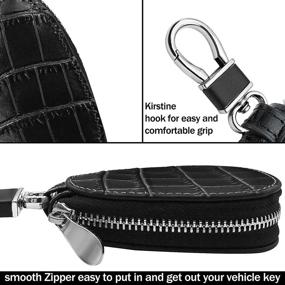 img 1 attached to 🔑 Luxe Crocodile Pattern Key Case: Premium Leather Universal Car Key Holder with Metal Hook & Key Chain