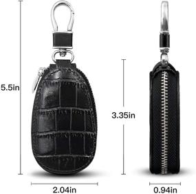 img 2 attached to 🔑 Luxe Crocodile Pattern Key Case: Premium Leather Universal Car Key Holder with Metal Hook & Key Chain