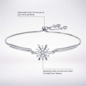 img 2 attached to ❄️ BISAER Snowflake Tennis Bracelet for Women - White Gold Plated CZ Charm Bracelet with Adjustable Chain - Ideal for Anniversary, Birthday, Mother's Day, Women's Day