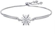❄️ bisaer snowflake tennis bracelet for women - white gold plated cz charm bracelet with adjustable chain - ideal for anniversary, birthday, mother's day, women's day logo