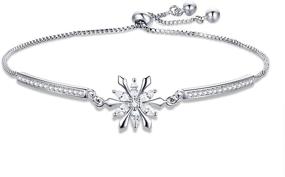 img 4 attached to ❄️ BISAER Snowflake Tennis Bracelet for Women - White Gold Plated CZ Charm Bracelet with Adjustable Chain - Ideal for Anniversary, Birthday, Mother's Day, Women's Day