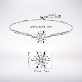 img 3 attached to ❄️ BISAER Snowflake Tennis Bracelet for Women - White Gold Plated CZ Charm Bracelet with Adjustable Chain - Ideal for Anniversary, Birthday, Mother's Day, Women's Day