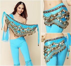 img 1 attached to 🎵 Pilot-Trade Women's Belly Dancing Hip Scarf Wrap Skirt with Gold Coins: Triangular Design