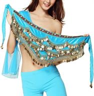 🎵 pilot-trade women's belly dancing hip scarf wrap skirt with gold coins: triangular design logo