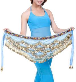 img 2 attached to 🎵 Pilot-Trade Women's Belly Dancing Hip Scarf Wrap Skirt with Gold Coins: Triangular Design