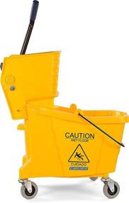 img 2 attached to 🪣 Carlisle Paddles Carlisle 3690404 Commercial Mop Bucket - Side Press Wringer, 35 Quart Capacity - Yellow