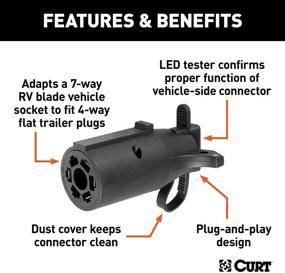 img 2 attached to 🔌 CURT 57245: 7-Way RV Blade Vehicle-Side to 4-Way Flat Trailer Wiring Adapter with Tester - Convenient and Durable Black Adapter