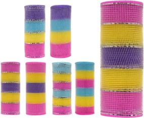 img 3 attached to Easter Decorative Mesh, Pack of 3 - Multi-Colored (Yellow, Pink, Purple, Blue, Silver)