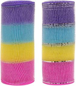 img 1 attached to Easter Decorative Mesh, Pack of 3 - Multi-Colored (Yellow, Pink, Purple, Blue, Silver)