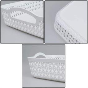 img 1 attached to CadineUS A4 Paper Tray Set: 📎 Organize with 6 White Plastic Storage Baskets