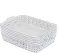 cadineus a4 paper tray set: 📎 organize with 6 white plastic storage baskets logo