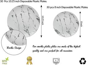 img 1 attached to 🍽️ Trendables 60 Pack Disposable Dinnerware Combo - Stylish Marble Design Plates Set for Parties & Weddings: 30 Large Dinner Plates & 30 Salad/Dessert Plates - Premium Quality
