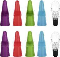 🍾 colorful silicone wine bottle stoppers set with aerators - pack of 8 + 2 pourers логотип