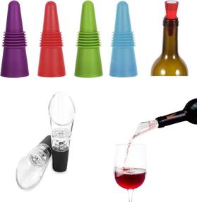 img 3 attached to 🍾 Colorful Silicone Wine Bottle Stoppers Set with Aerators - Pack of 8 + 2 Pourers