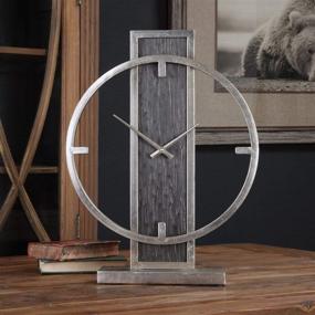 img 1 attached to ⏰ Rustic Silver Table Clock on Stand: Vintage Desk Clock Mantel Decor, 15.85 Inch H