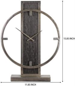 img 2 attached to ⏰ Rustic Silver Table Clock on Stand: Vintage Desk Clock Mantel Decor, 15.85 Inch H