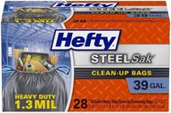 hefty steel sak 39 gal trash bags: strong drawstring & convenient 28 pk logo