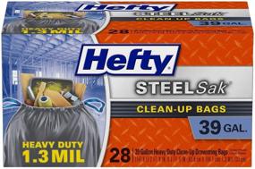 img 1 attached to Hefty Steel Sak 39 gal Trash Bags: Strong Drawstring & Convenient 28 pk