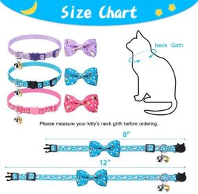 img 3 attached to 🐱 BINGPET Glow-in-The-Dark Breakaway Cat Collar with Bell - 3 Pack, Adjustable Luminous Kitten Collar featuring Star & Moon Patterns, Removable Bow Tie