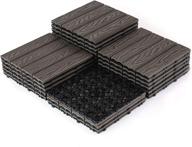 🐼 22 pcs pandahome wood plastic composite patio deck tiles, 12”x12” interlocking deck tiles - water resistant for indoor & outdoor use, covers 22 sq. ft - mocha 3d (22, mocha) logo