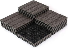img 4 attached to 🐼 22 PCS PANDAHOME Wood Plastic Composite Patio Deck Tiles, 12”x12” Interlocking Deck Tiles - Water Resistant for Indoor & Outdoor Use, Covers 22 sq. ft - Mocha 3D (22, Mocha)