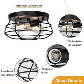 img 2 attached to 🏡 Boncoo Farmhouse Light Fixtures: Rustic Cage Design Ceiling Mount, Perfect for Hallway, Kitchen, Dining Room, Living Room