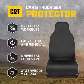 img 3 attached to 🚗 Caterpillar Waterproof Front Seat Cover – Heavy Duty Beige Trim Car Seat Protector, Universal Fit for Auto Truck Van SUV