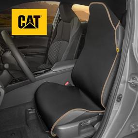 img 4 attached to 🚗 Caterpillar Waterproof Front Seat Cover – Heavy Duty Beige Trim Car Seat Protector, Universal Fit for Auto Truck Van SUV