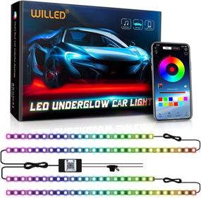 img 4 attached to Набор подсветки WILLED для автомобиля: светодиодные лампы RGB, управляемые по Bluetooth с 16 миллионами цветов на выбор, синхронизация с музыкой - водонепроницаемая наружная LED-подсветка для автомобилей, грузовиков и внедорожников.