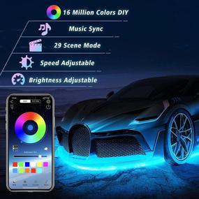 img 3 attached to Набор подсветки WILLED для автомобиля: светодиодные лампы RGB, управляемые по Bluetooth с 16 миллионами цветов на выбор, синхронизация с музыкой - водонепроницаемая наружная LED-подсветка для автомобилей, грузовиков и внедорожников.