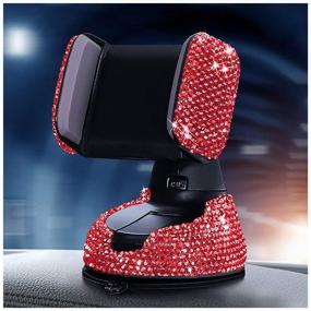 img 4 attached to 🌟 Adjustable Strong Sticky Car Phone Mount with Radish Stars Embellishments - Crystal Rhinestone Phone Holder