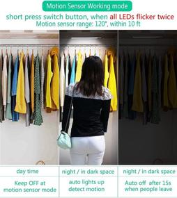 img 2 attached to 🔦 Yomart 3-Pack Rechargeable Under Cabinet Lighting: Remote Control, Motion Sensor, Dimmer Timer, Wireless Stick-on Kitchen Lights - Ideal for Bedroom, Stairs, Wardrobe, Closet, Night Safety