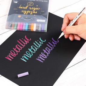 img 1 attached to 🎨 Dyvicl Metallic Brush Pens for Black Paper, Rock Painting, Halloween Crafts, Adult Coloring, Brush Lettering & DIY Art - Metallic Markers for Scrapbooking Supplies