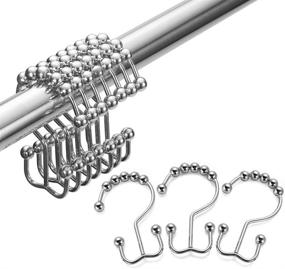 img 4 attached to 🚿 Amazer Stainless Steel Shower Curtain Rings - Set of 12 Double Glide Shower Hooks for Bathroom Shower Curtain Rods - Rust-Resistant and Polished Chrome Finish