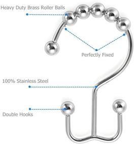 img 3 attached to 🚿 Amazer Stainless Steel Shower Curtain Rings - Set of 12 Double Glide Shower Hooks for Bathroom Shower Curtain Rods - Rust-Resistant and Polished Chrome Finish