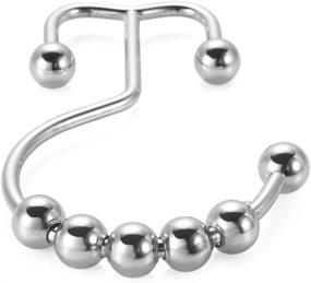 img 1 attached to 🚿 Amazer Stainless Steel Shower Curtain Rings - Set of 12 Double Glide Shower Hooks for Bathroom Shower Curtain Rods - Rust-Resistant and Polished Chrome Finish