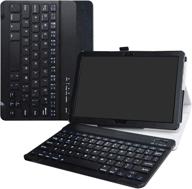 💻 enhance your mediapad m5 lite experience with liushan wireless keyboard case: detachable stand & pu leather cover for 10.0" huawei tablet pc in black logo