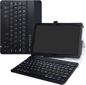 img 4 attached to 💻 Enhance Your MediaPad M5 Lite Experience with LiuShan Wireless Keyboard Case: Detachable Stand & PU Leather Cover for 10.0" Huawei Tablet PC in Black