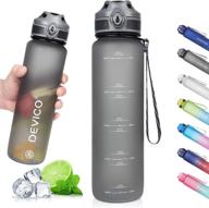 🚴 devico 32oz water bottle with time marker for cycling, running, camping, office work - bpa free, frosted tritan plastic, fast flow & leak proof flip lid logo